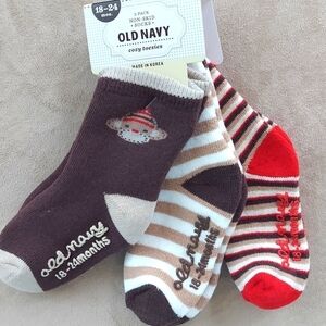 Old Navy Non Skid socks 3pack - monkey stripes - 18-24 mos